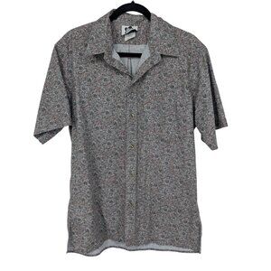 Vintage Hilo Hattie Hawaiian Button Up Shirt Men Size L Floral Tropical USA Boho